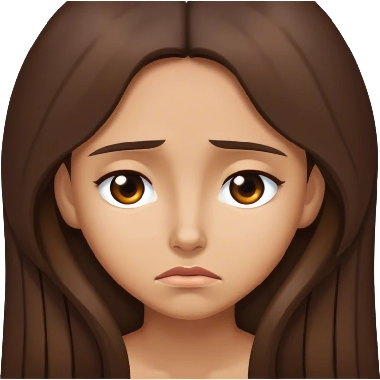 Sad tan brunette with long hair  emoji
