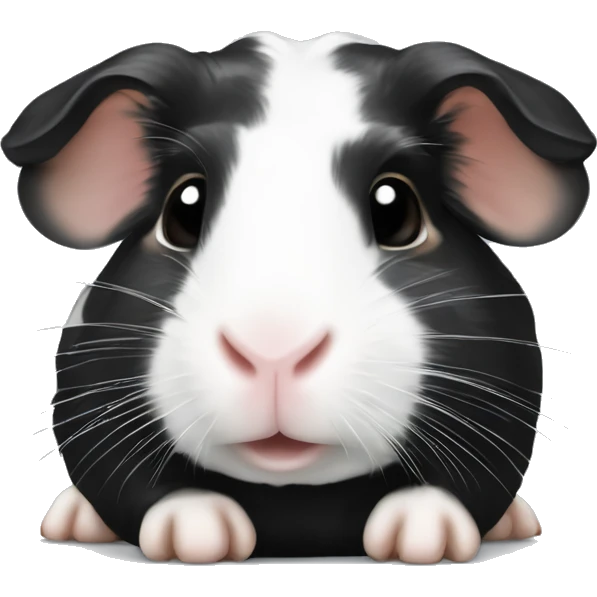 Black with white spots guineapig laying down very cute but realistic emoji