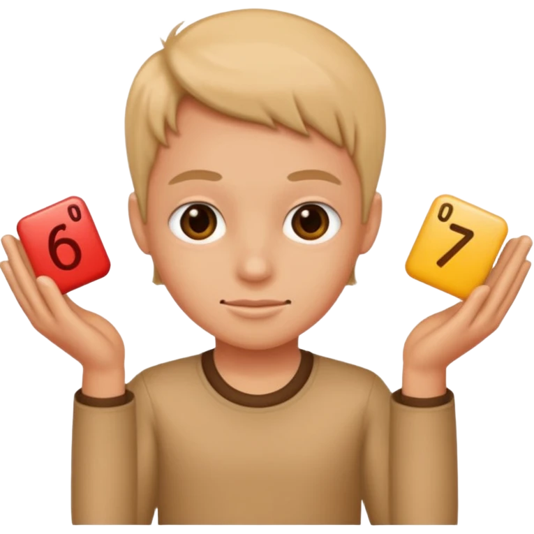 Human with a 6 and a 7 in his hands emoji