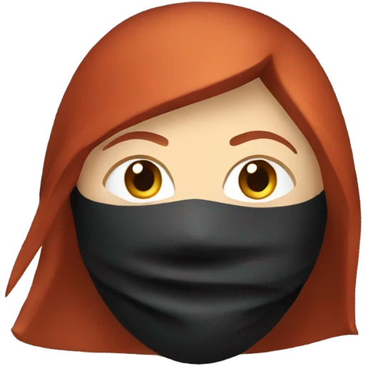female caucasian red haired ninja with face covered emoji