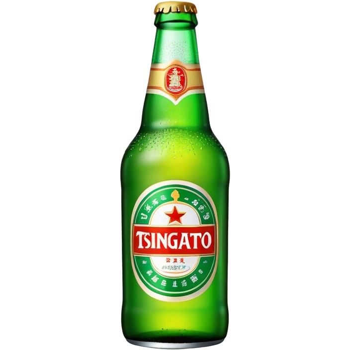 Tsingtao beer bottle with green label emoji