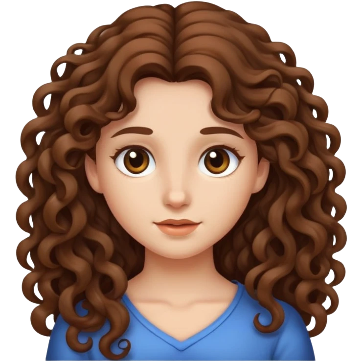 Une fille au cheveux long boucles brun emoji
