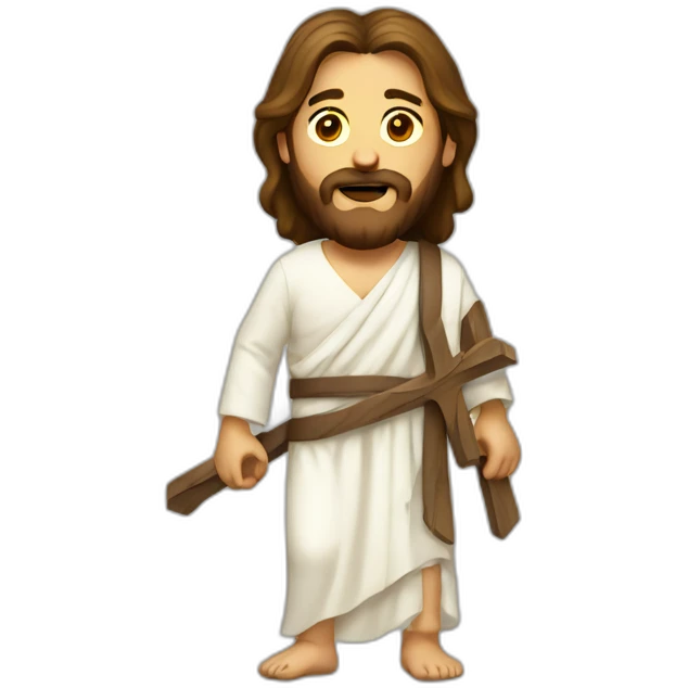 Jesus wounded and walking with cross emoji
