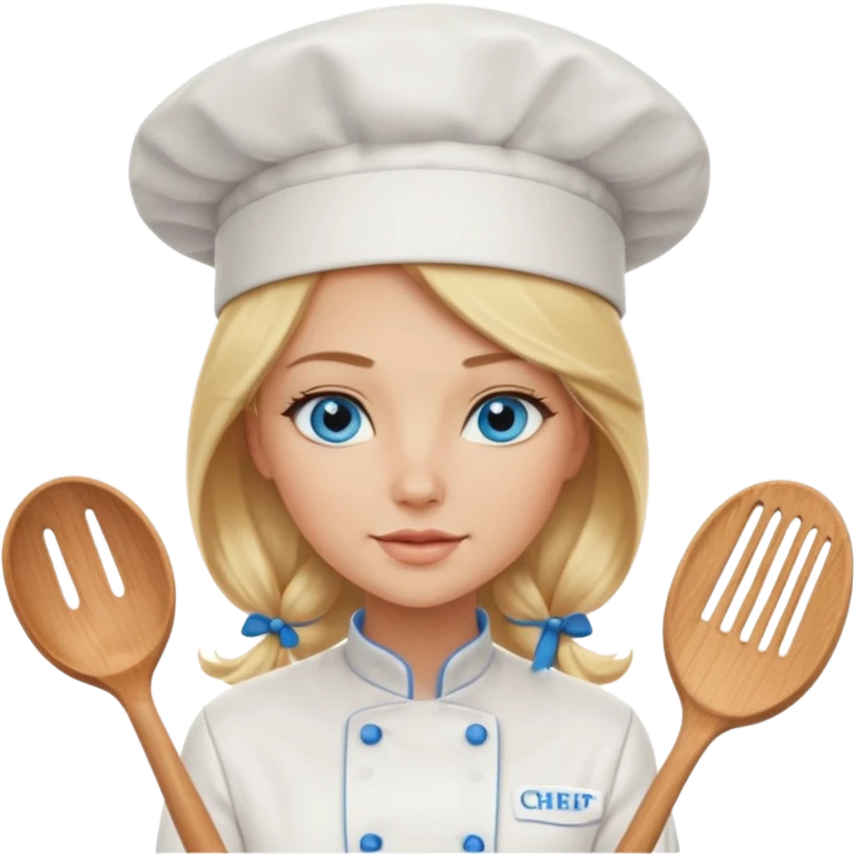 Sexy Long Blonde hair blue eyed female chef emoji