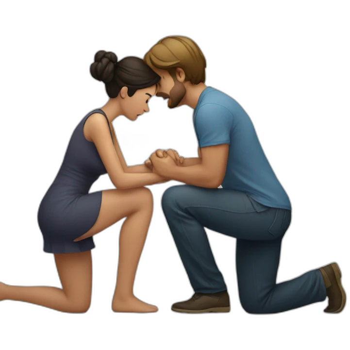 Woman on knees facing man emoji