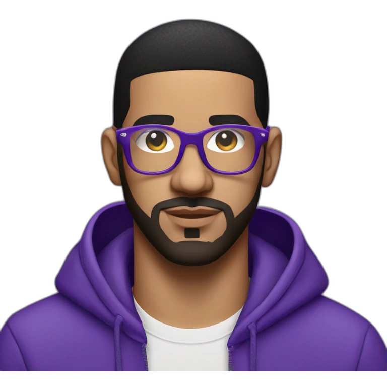 dj drake in purple hoodie and shiny rectangular glasses emoji