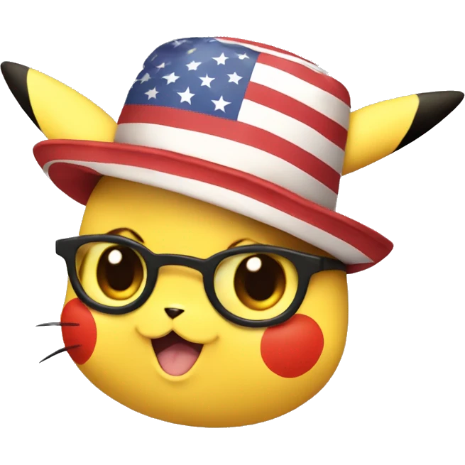 Pikachu wearing an American flag hat emoji