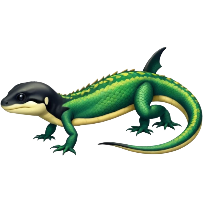 Orca-dragon-reptile-reptilian-lizard-skink-gecko-hybrid full body, two legs, arms, tail emoji