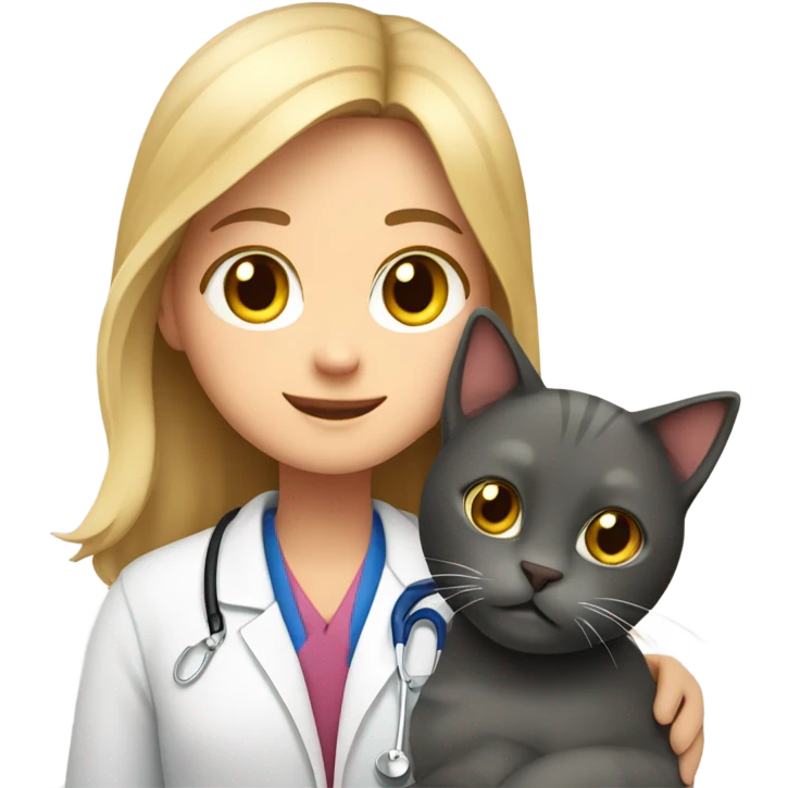cat cuddles veterinarian girl emoji
