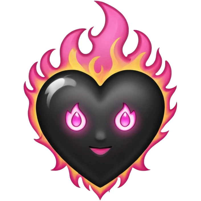 a black heart with pink flames around  it  emoji