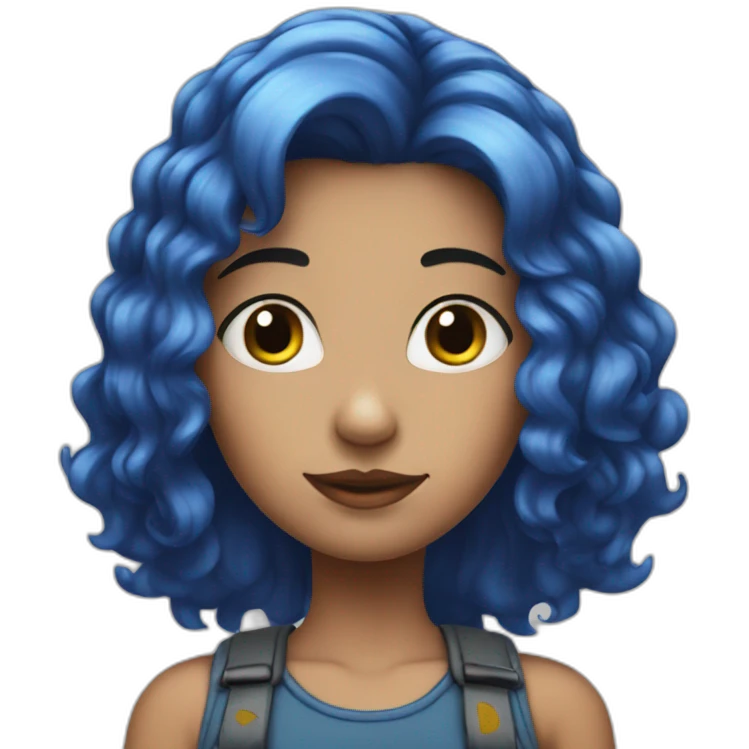 girl with a blue hair look stupid emoji