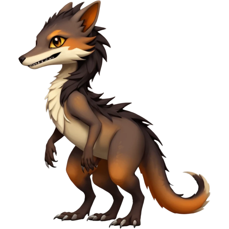 Brown and beige badass elegant wild beautiful natural cute badass epic exotic anthro modern furry 2-legged sergal-vernid-creature, full body, dark-brown-black-gradient pretty hair, with a long tufted tail, beautiful hazel-orange eyes, aesthetic, art by LiLaiRa, art by art by Falvie emoji