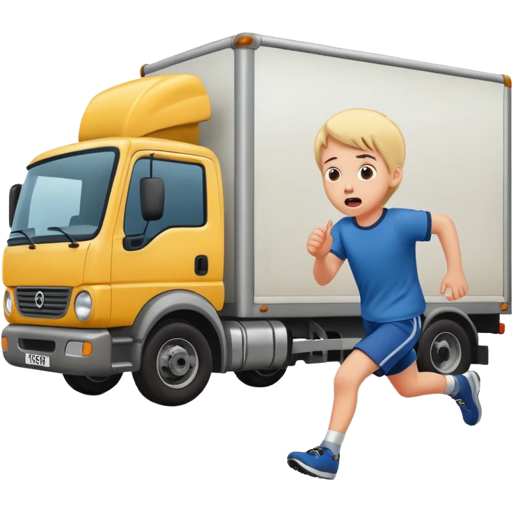 children running away from lorry emoji