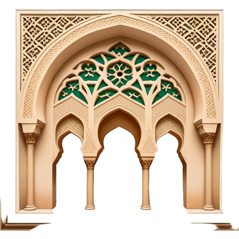 Realistic Alhambra de Granada Landmark Emoji, showcasing the Moorish palace’s intricate arches, geometric patterns, and historic fortress walls. emoji