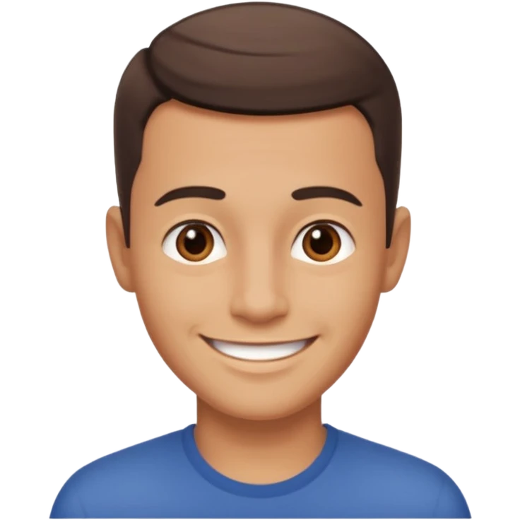 clean shaven, short hair, brown eyes, no glasses, medium skin, smiling man emoji