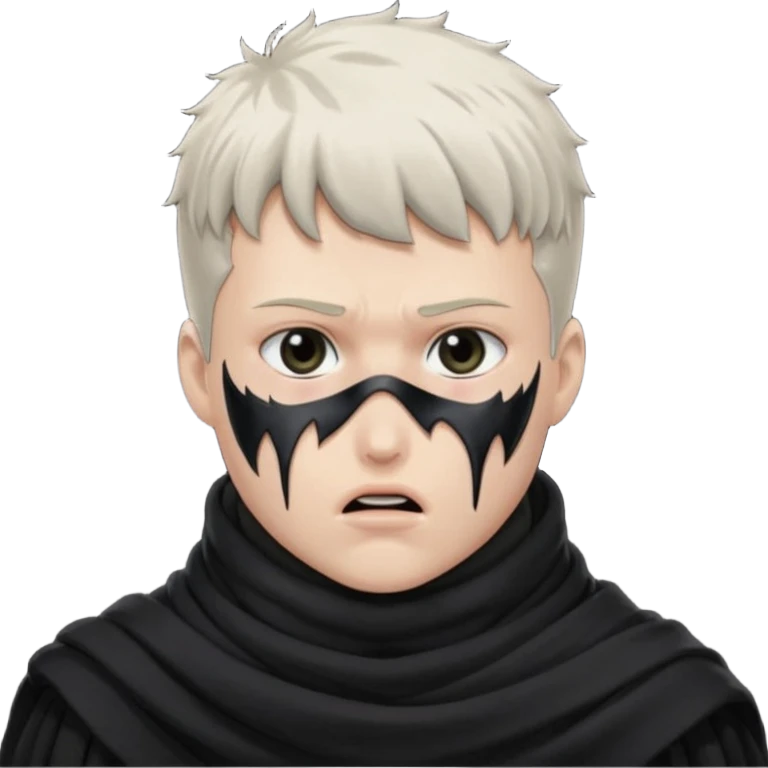Guts from berserk, head shot, Black thick scarf covering mouth emoji