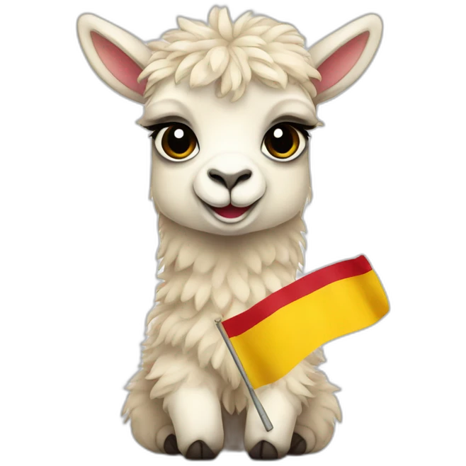 Baby llama with the Spain flag emoji