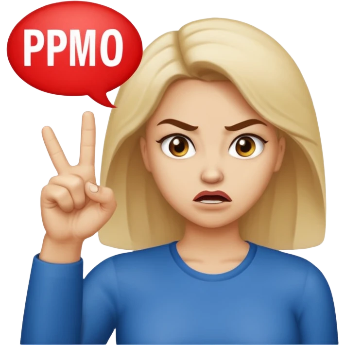 An angry lady with her finger up and the phrase “Don’t PMO” in a speech bubble  emoji