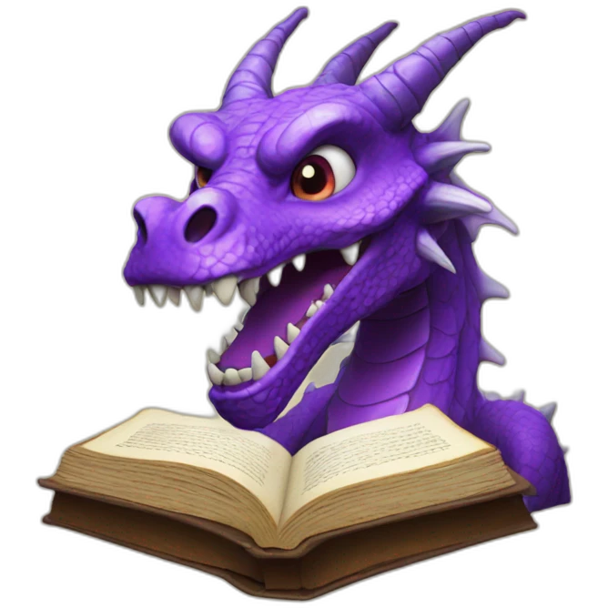 purple dragon head holding book of the dead emoji