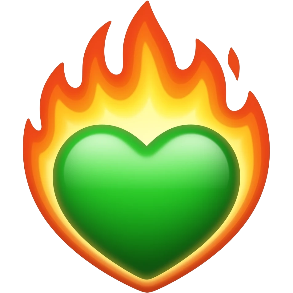 Emoji de un corazón verde en llamas emoji