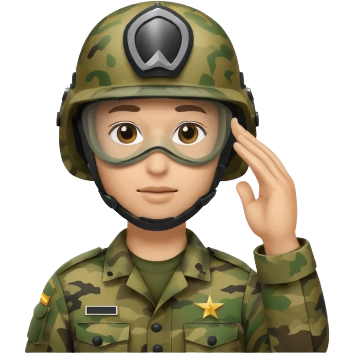 Soldier saluting with helmet + face mask emoji