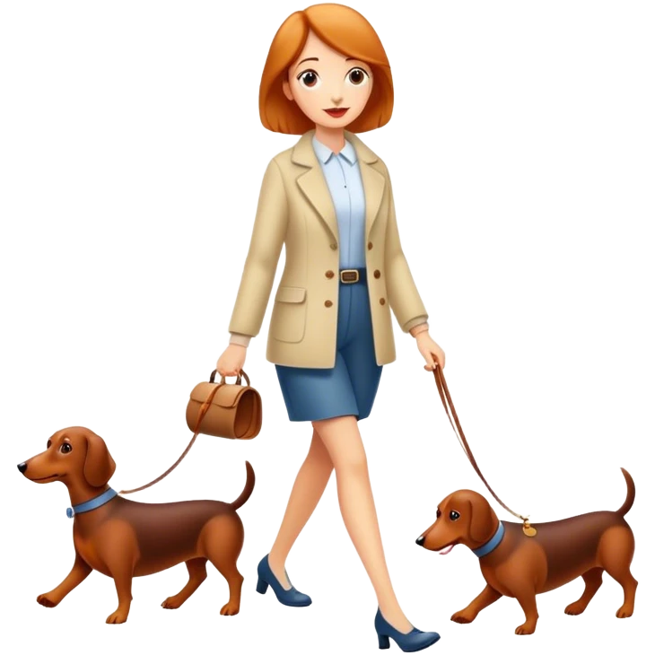 Mum walking two sausage dogs emoji