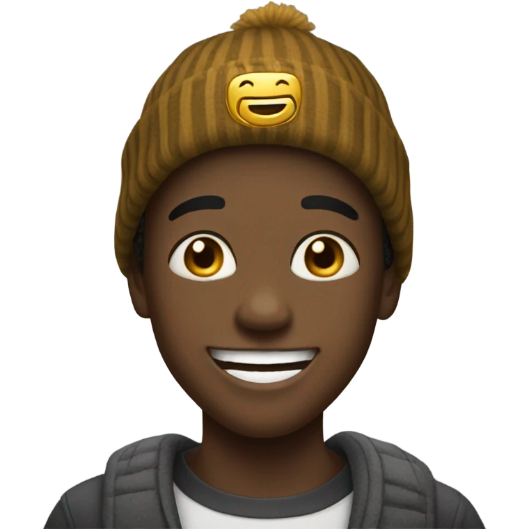 smiling boy in beanie portrait with gold teeth  emoji