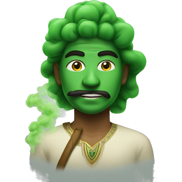 Face a of a indian with green smoke coming out of him  emoji