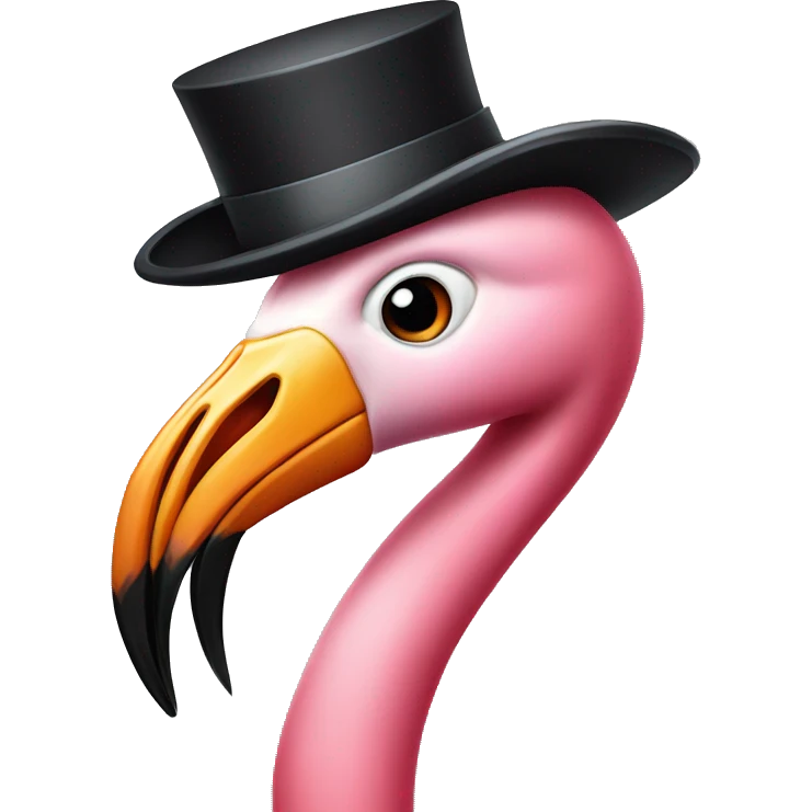 Flamingo with a top hat emoji