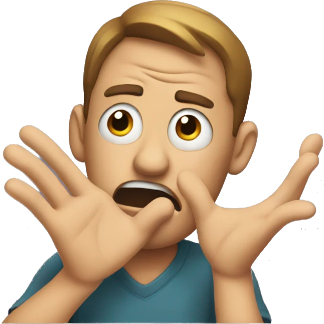 Disgusted confused emoji with hands emoji