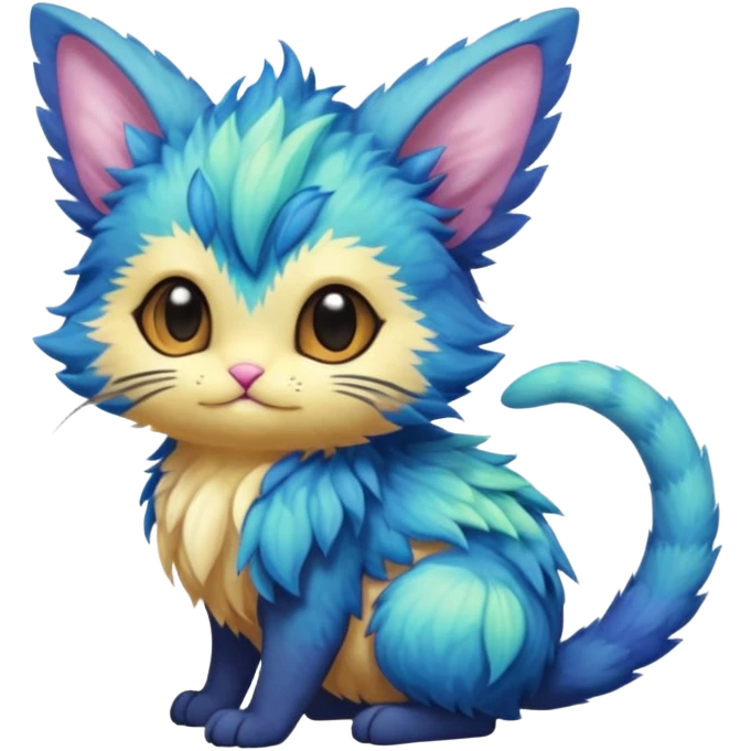 P moe meow meow cute fuzzy realistic Randomly-faerie-drake-colored exotic Fakémon-creature emoji