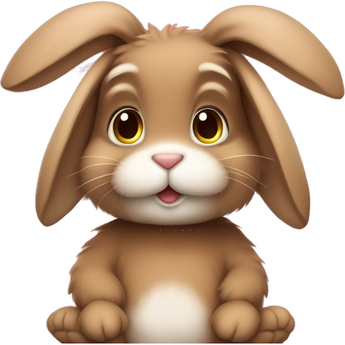 Super Cute girly Fluffy brown bunny rabbit teddy wearing red tshirt sitting  emoji