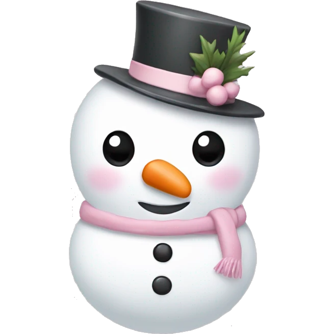 Cute white and light pink snowman emoji
