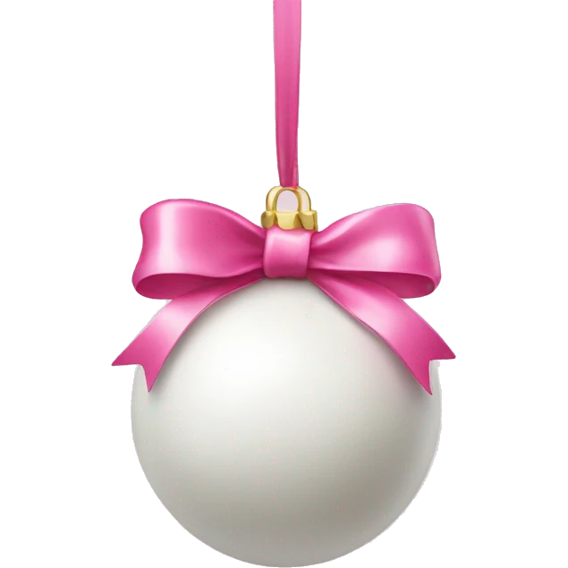 white bauble with pink ribbon bow on the string emoji