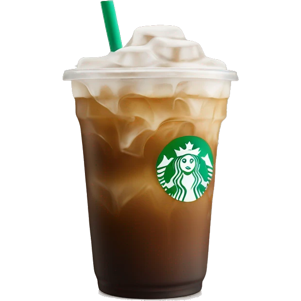 Starbuck ice coffee with ice cubes emoji
