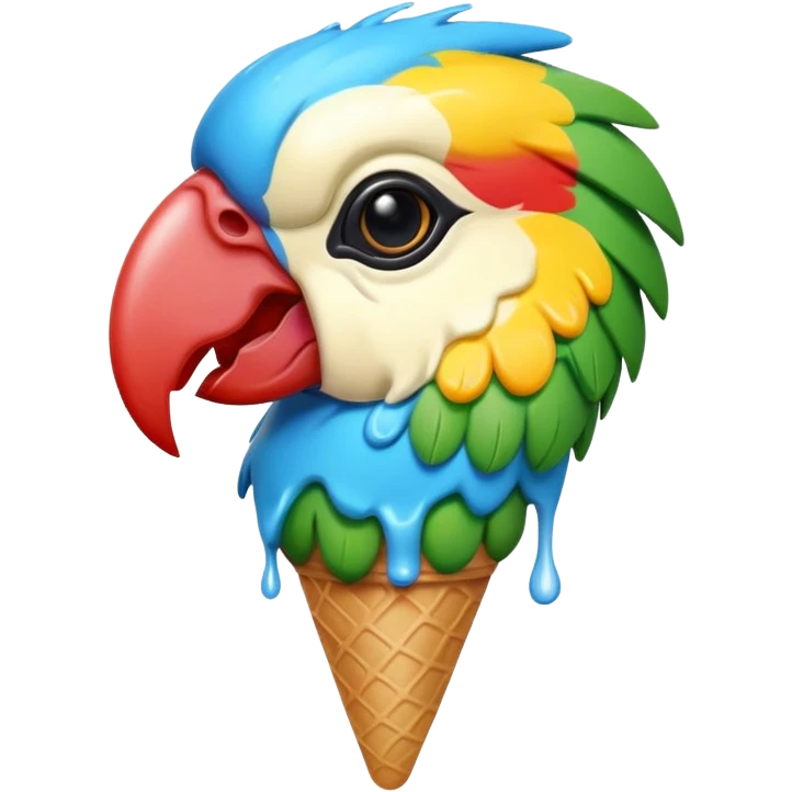 Icecream merged with the head of a parrot emoji