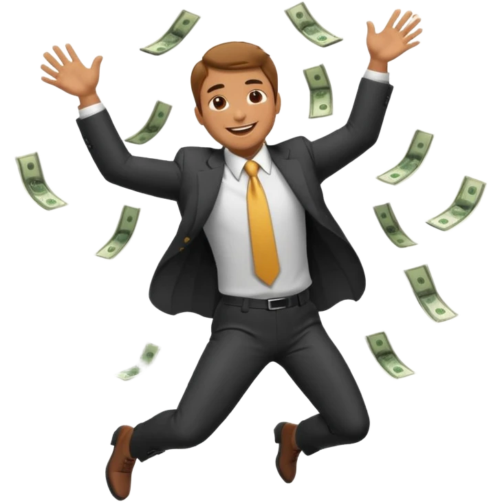man in a suit falling with moneys emoji