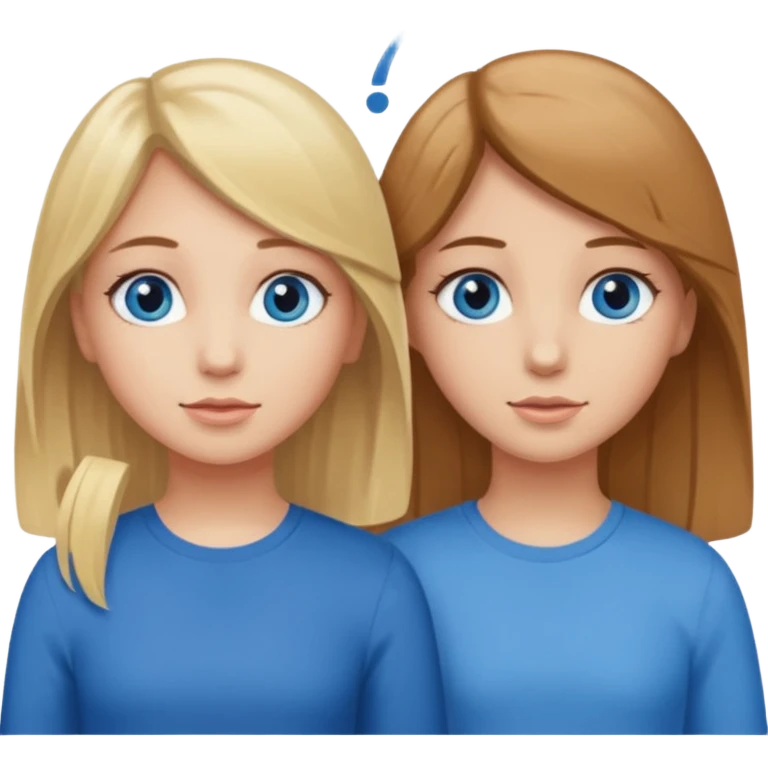 Two girls one with blond hair and one with brown hair both blue eyes saying six seven  emoji