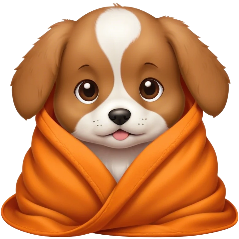 Cute pupply inside an orange blanket emoji