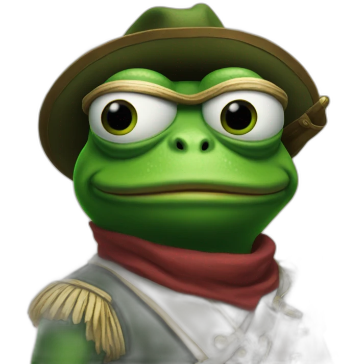 Pepe the frog with musket and eye patch emoji