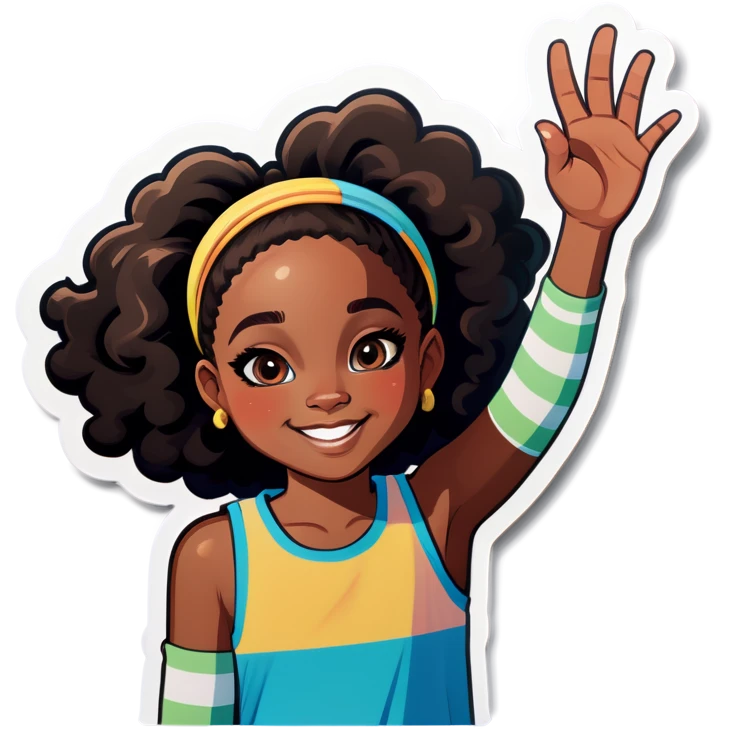 black girl waving emoji