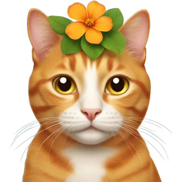 Ginger Cat with a flower on its head emoji