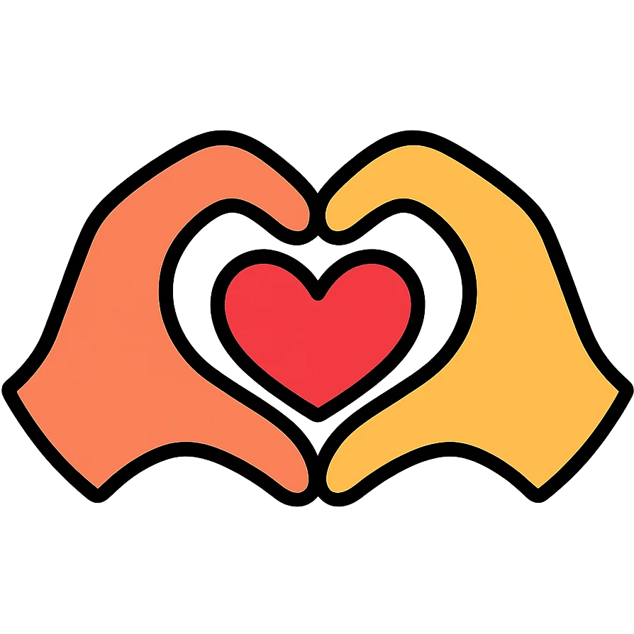 two hands forming a heart shape, representing friendship, color outline icon emoji