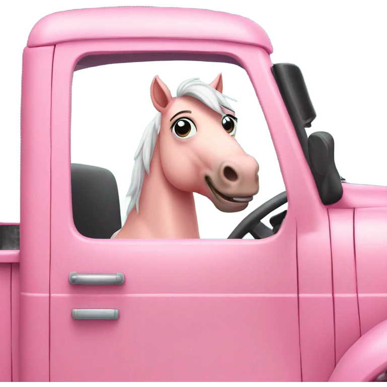 pink horse driving truck emoji