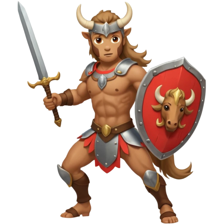 Warrior centaur – Sword and shield face only emoji
