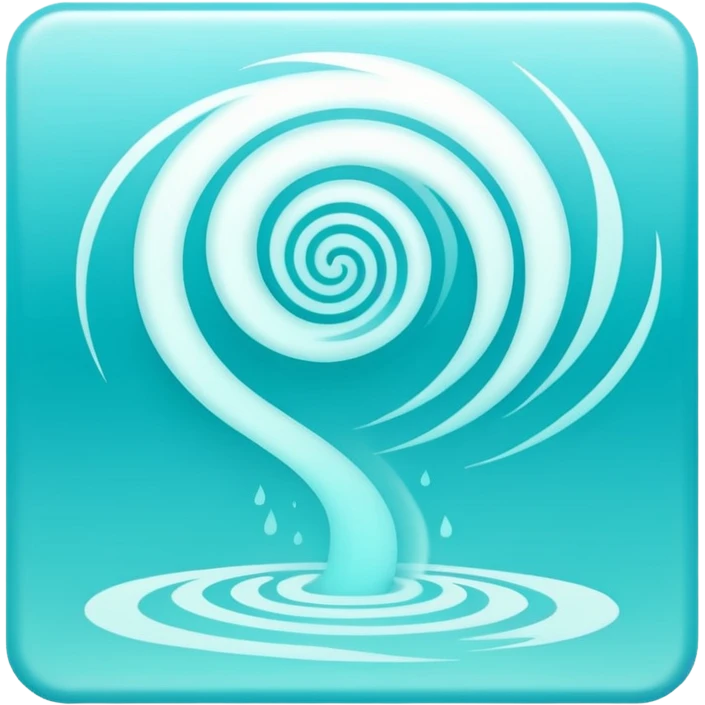 a Tiny compressed Stylized light-turquoise wind tornado symbol inside a pastel gradient white square icon, light turquoise borders emoji