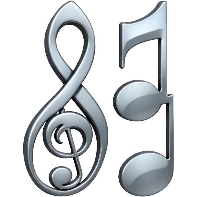 music note with a chromic metal texture, no gold emoji