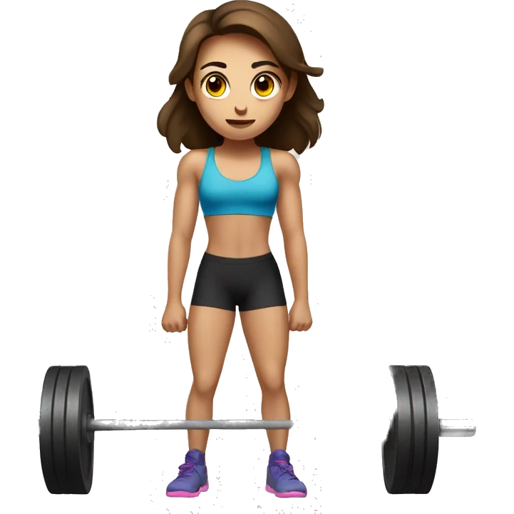 girl with brown hair and brown eyes doing Deadlift exercise emoji