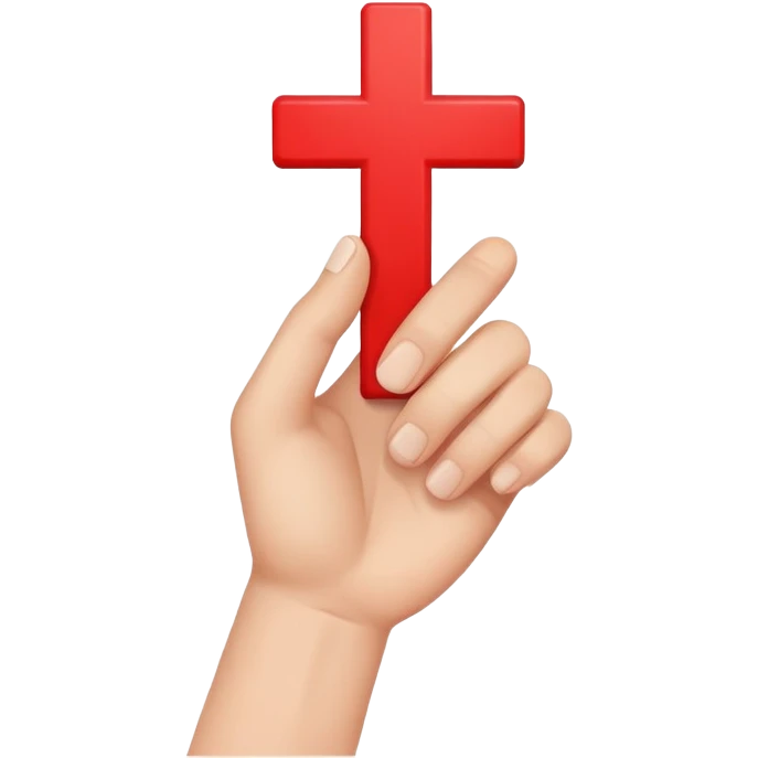 hand holding up a red cross emoji