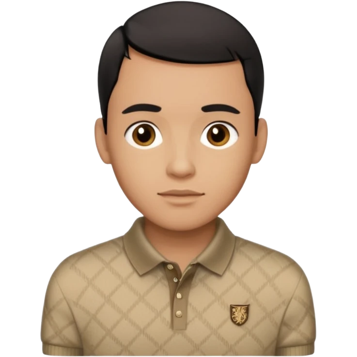 light skin brown man with black combover hairstyle  wearing a burberry sweater polo emoji